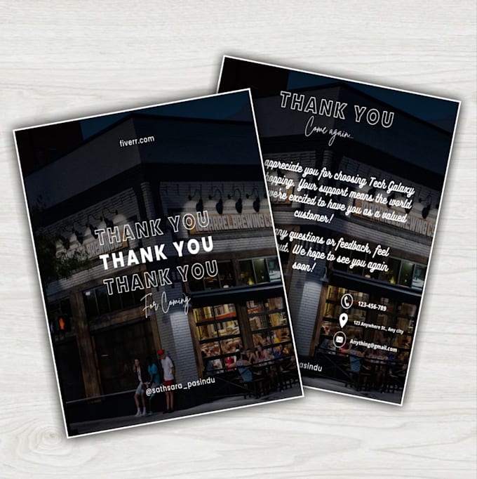 design product insert, thank you card
