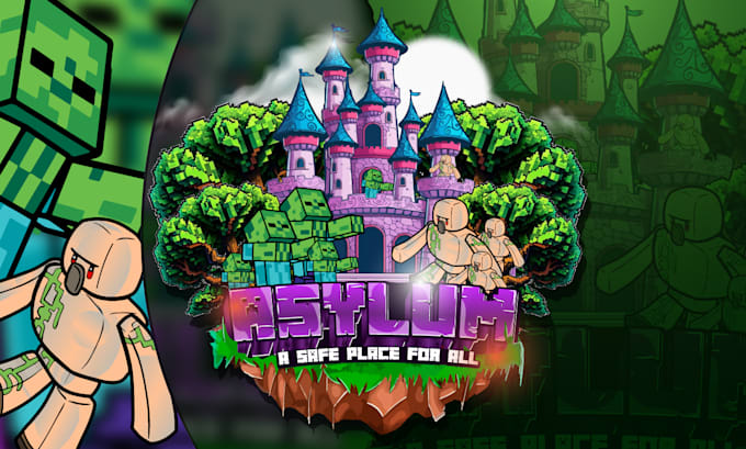 do aggressive minecraft server logo design and icon
