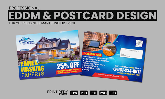 design a print ready or eddm postcard for marketing or event