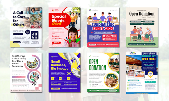 design exceptional charity, nonprofit, fundraising flyer, brochure or media kits