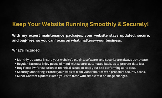 manage updates, backups, and fixes for your limo, chauffeur website