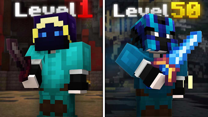 make a minecraft hypixel skyblock, pvp, or survival youtube thumbnail