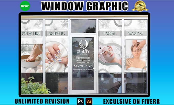 create amazing window graphics, creative shop or store front sign window sticker