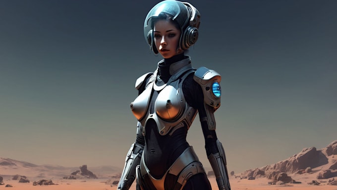 create an sci fi character art, sci fi art illustration