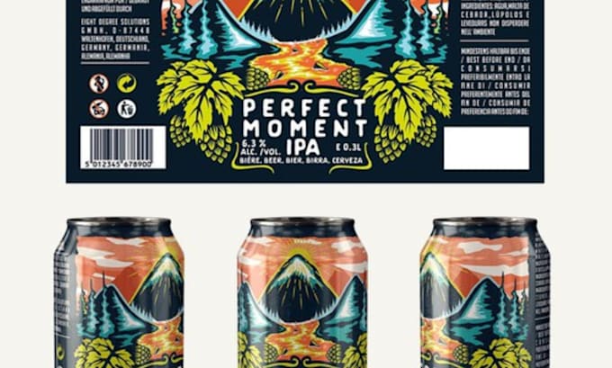 create energy drink label, bottle label and can label design, can bear label