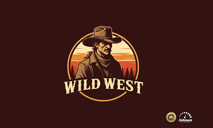 design vintage western cowboy for logo and t shirt in 24 hrs