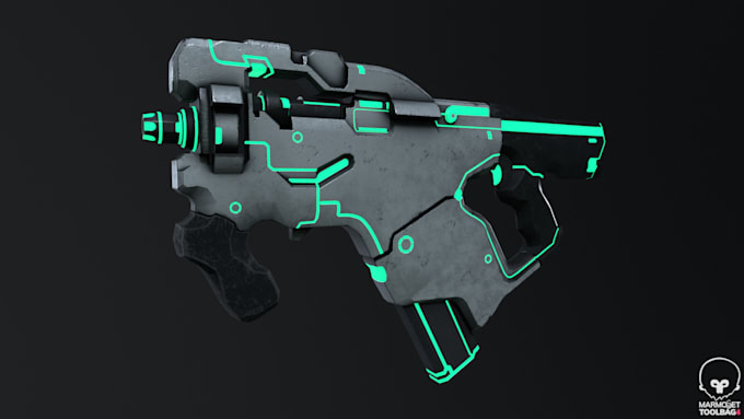 create high quality 3d sci fi gun model