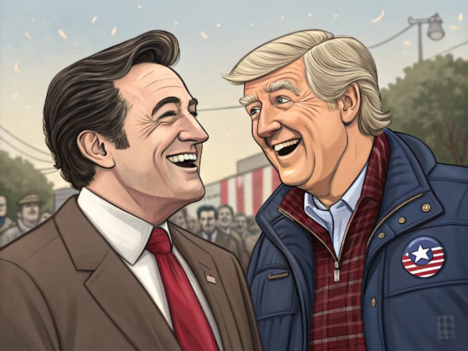 draw a political character logo and friendship portrait