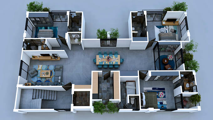 create realistic 3d floor plan from your 2d floor plan