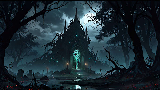 do mystical horror dark environment concept art or landscape