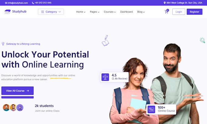 design responsive elearning website educational website online course website