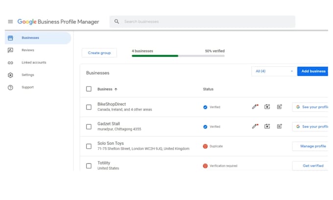 do gmb profile setup, verification and local SEO ranking