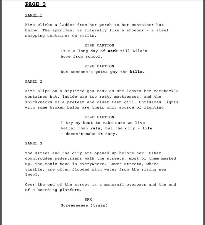 write your comic book script