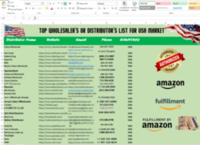provide 400 authorized amazon fba wholesale distributors and suppliers list