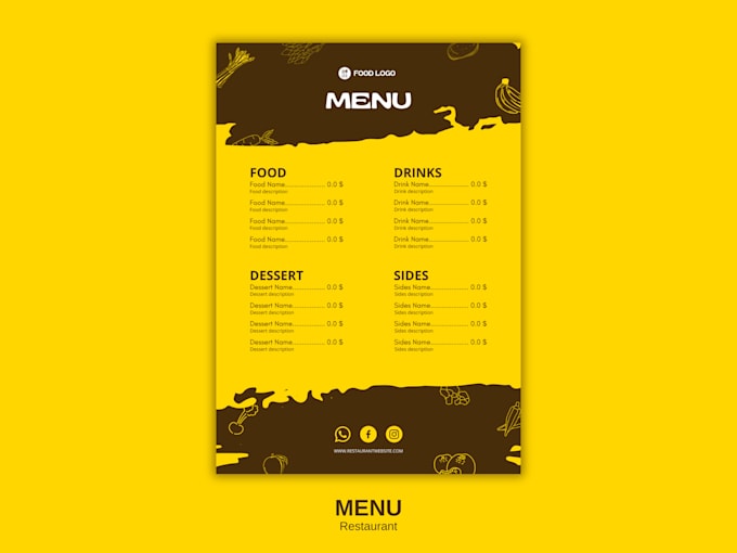 editable restaurant menu design, restaurant menu design