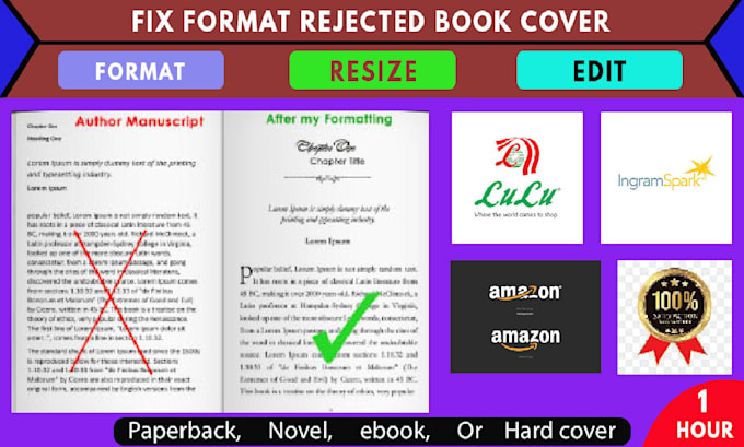 do book formatting for amazon KDP, indesign, paperback, ebook, or manuscript