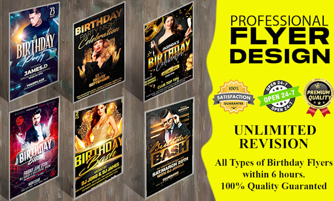 design modern birthday party flyer or birthday invitation