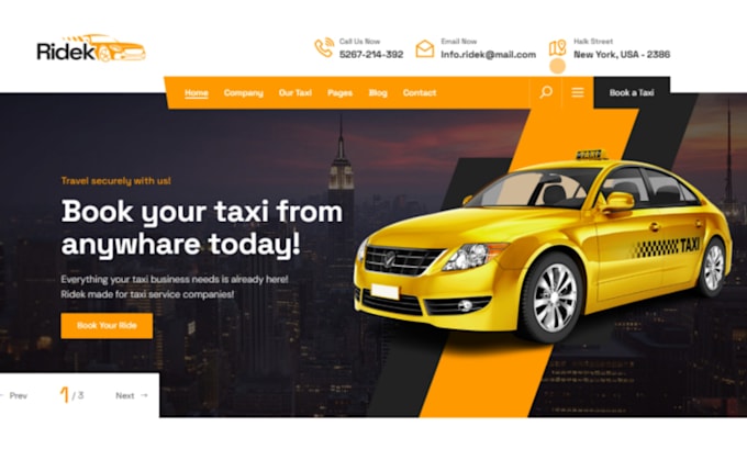 design redesign taxi booking, car hire, car rental, limousine, chauffeur website