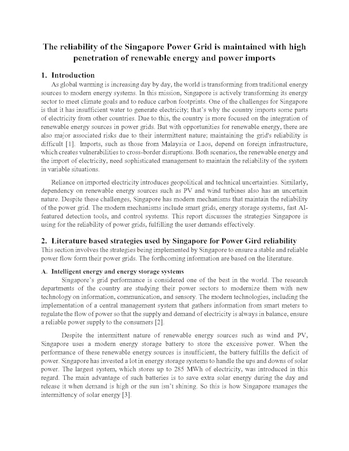 assist in technical reports of electrical power system