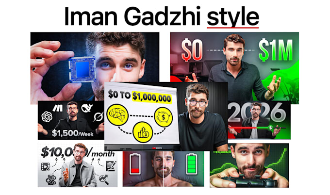 design a youtube thumbnail in iman gadzhi style