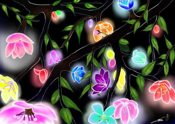 illustrate a dark neon picture