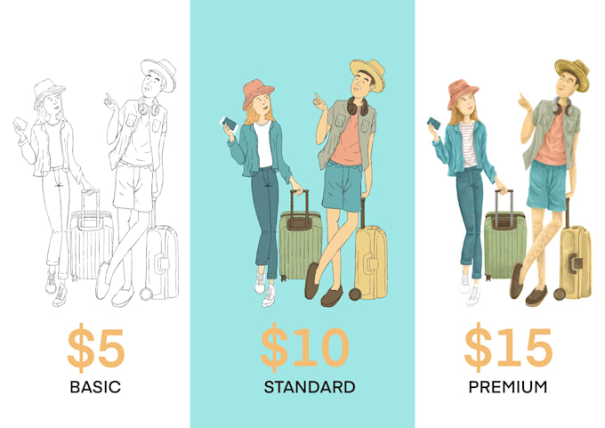 create treveler, backpacker, camping characters design