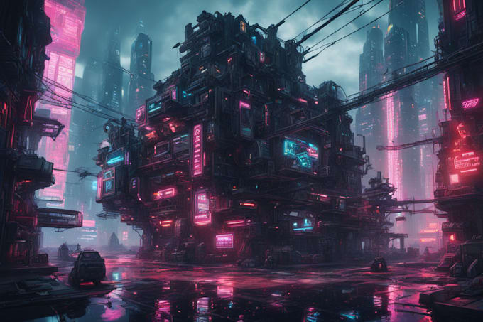 do cyberpunk futuristic city art