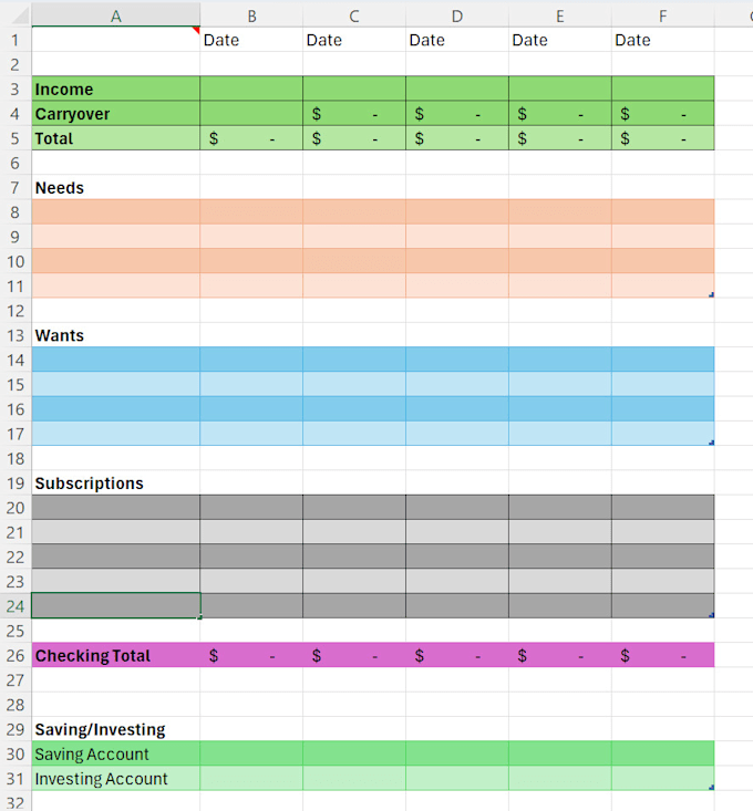 Create and format an excel spreadsheet to fit your needs by connorr045