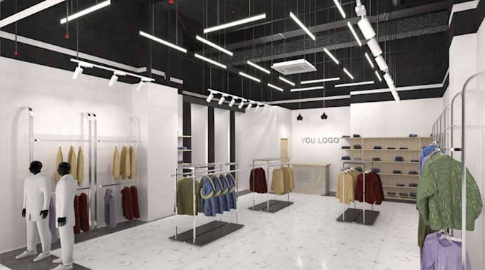 realistic pavilion, 3d model, interior shopping mall, 3d rendering cafe, blender