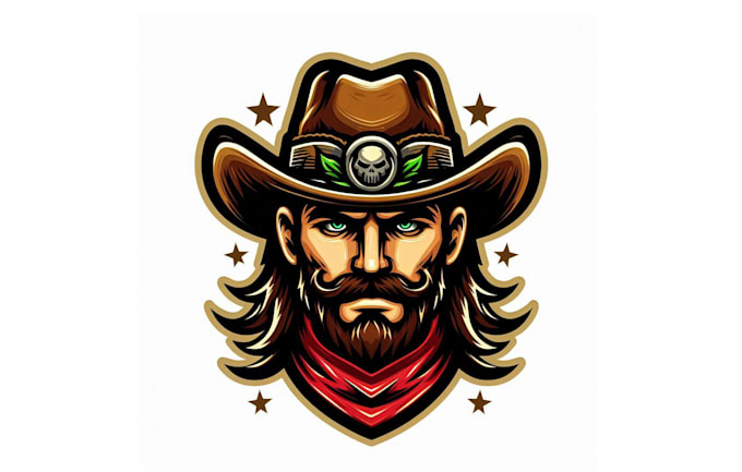 make a high quality cowboy mascot logo with new concept