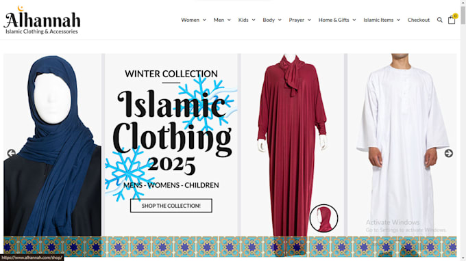 build abaya shopify website, hijab store, jalabia, thobe online shop