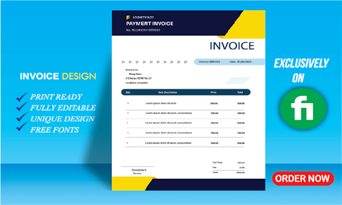 provide professional letterhead, price list, rate list, or invoice design