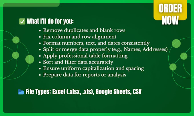 clean, format and process excel data
