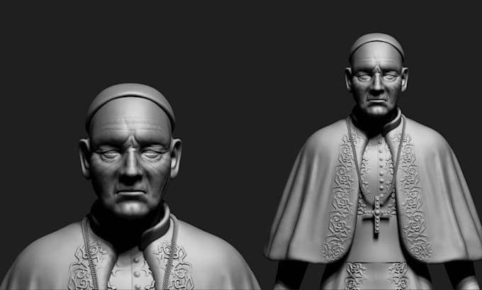 sculpt realistic 3d portrait head bust, full body model and stl for 3d printing