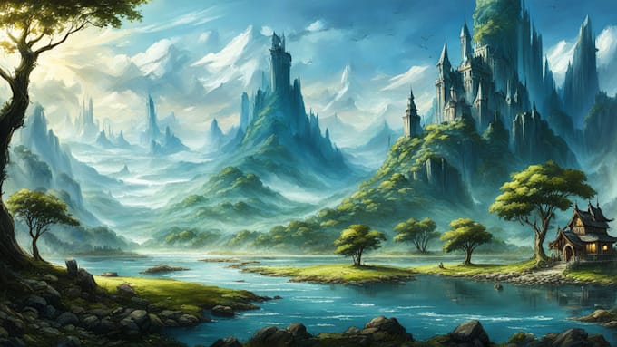 create fantasy landscape concept art