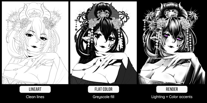draw custom black and white anime icon or profile picture