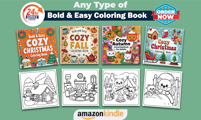draw bold and easy coloring book for amazon KDP
