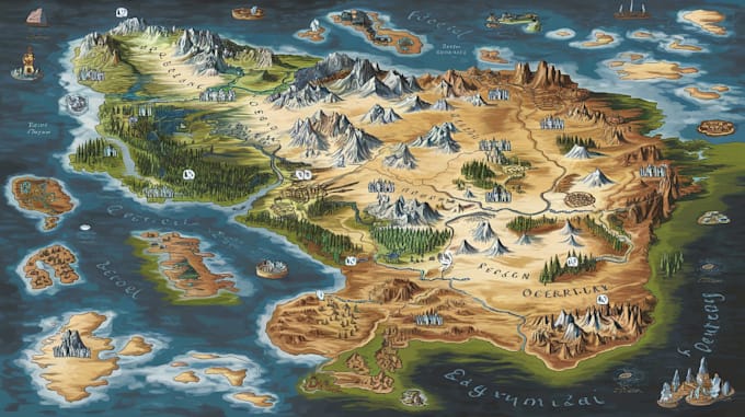 create high quality bespoke fantasy maps illustration