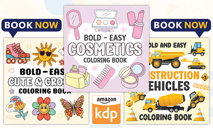 design eye catching bold and easy coloring book for amazon KDP