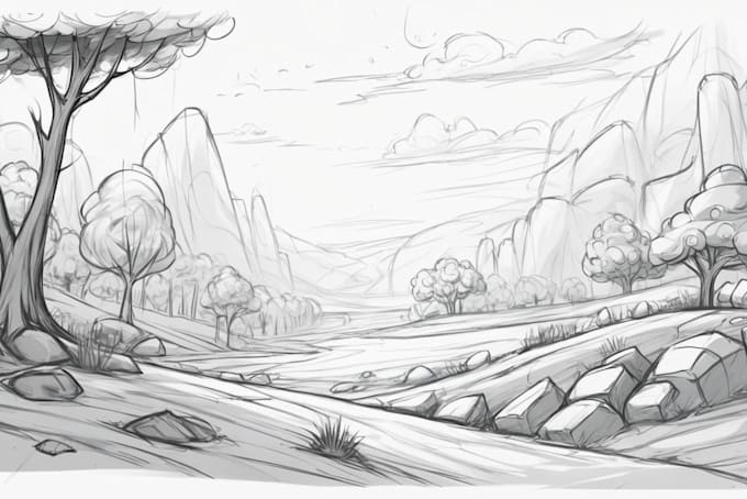 draw environment, background landscape, urban, room art