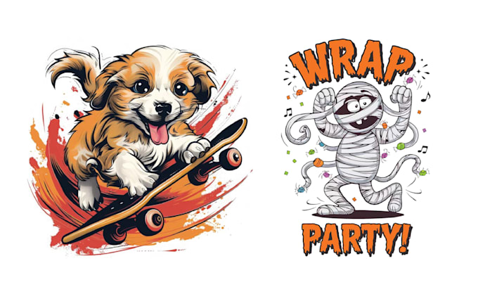 do custom cartoon skeleton skate logo or vector t shirt design