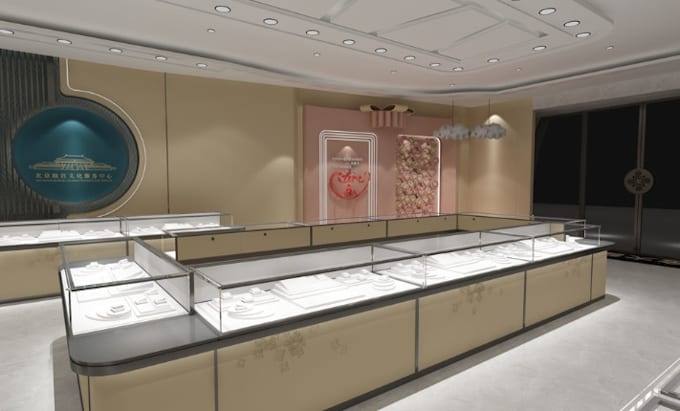 do 3d retail store , 3d boutique, 3d jewelries store with 3d rendering