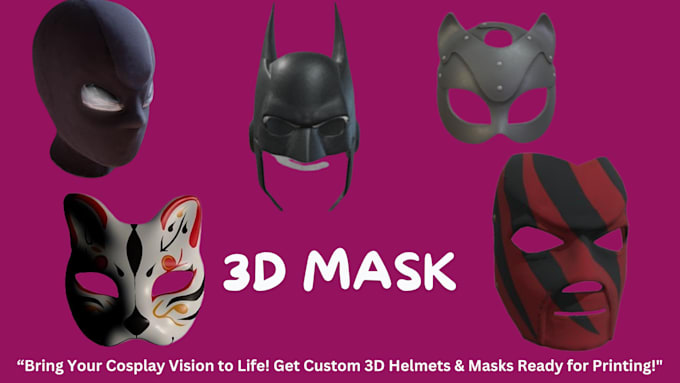 model 3d helmet, wearable cosplay mask, armor mask props for 3d printing