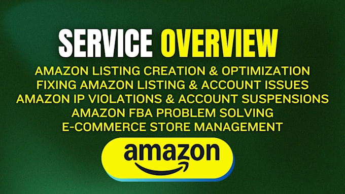fix amazon listing issues, resolve violations, and manage store