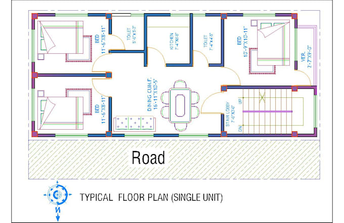 draw autocad 2d floor plan drawing, architectural drawing