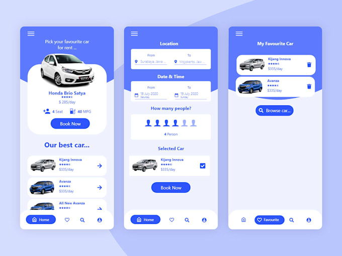 build car auction app, car wash app, car marketplace, car rental, dealership ap