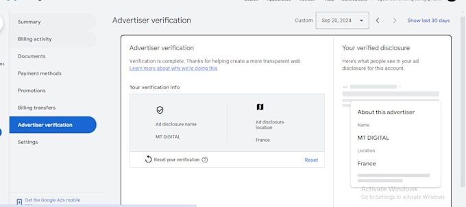 do google ads account advertiser verification in one day