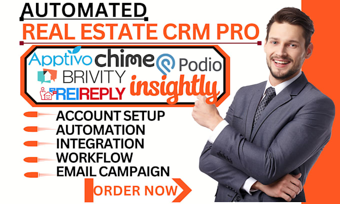 setup brivity apptivo automation insightly podio chime rei reply campaign va
