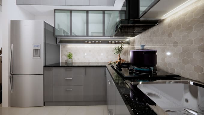 Design your modular kitchen , kitchen design, render, layout by ...