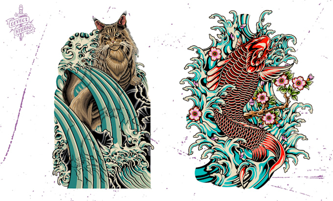 create awesome japanese traditional tattoo style design